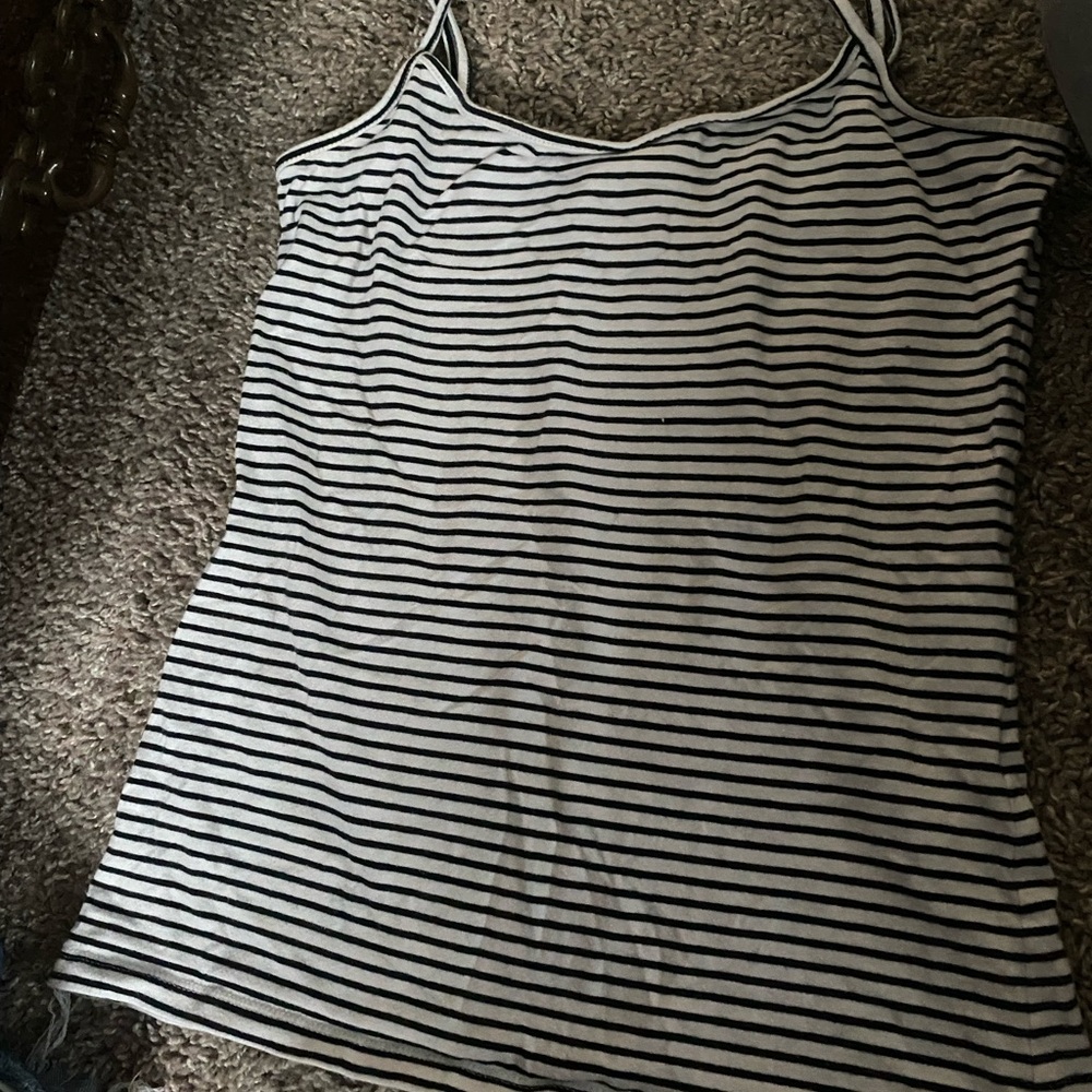 LOFT Black and White Fitted Camisole Top